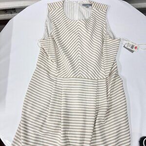 NWT Danny and Nicole Beige and White Striped Stretch‎ Dress Size 18